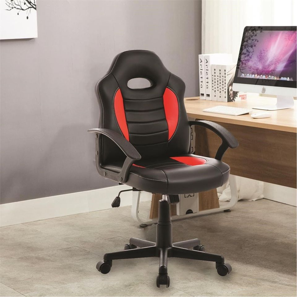 כסא גיימינג מרופד לילדים אדום ושחור thumbnail