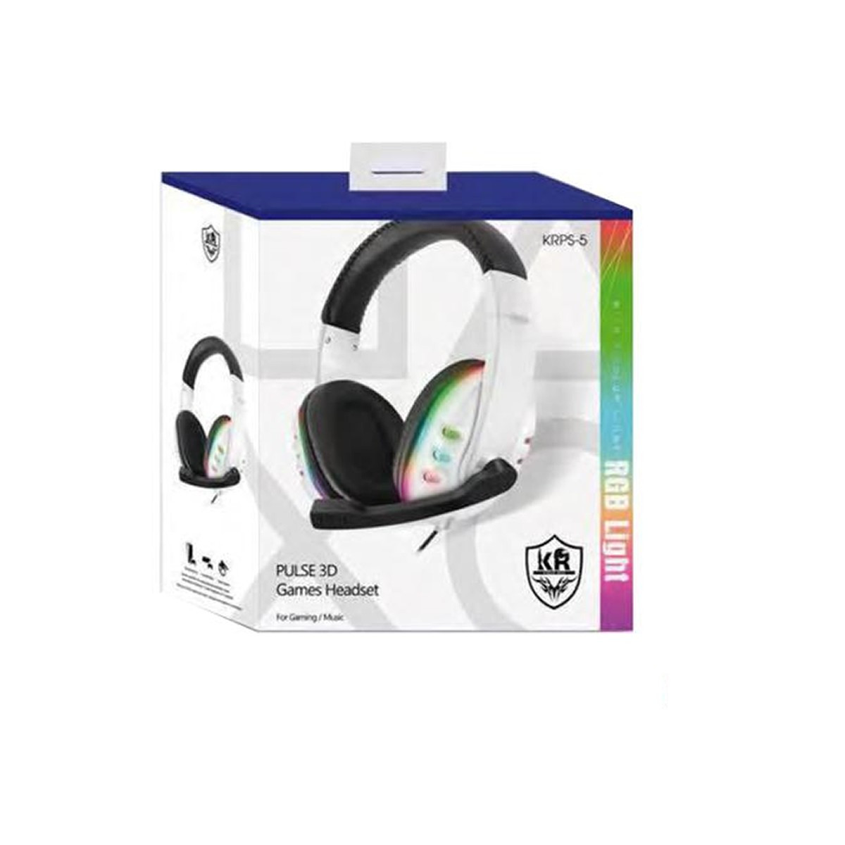 אוזניות גיימינג KRPS-5 צבע לבן עם תאורת RGB thumbnail